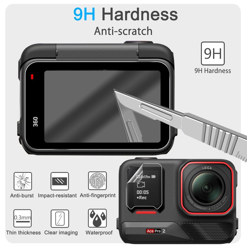 FiTSTILL 9PCS Lens&LCD Screen Protector for Insta 360 Ace Pro2,Tempered...