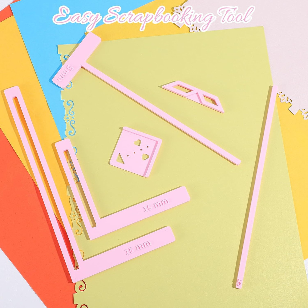 6PCS Binding Tool, Easy Scrapbooking Tools Kit for Starter, L Ruler + T Ruler +
