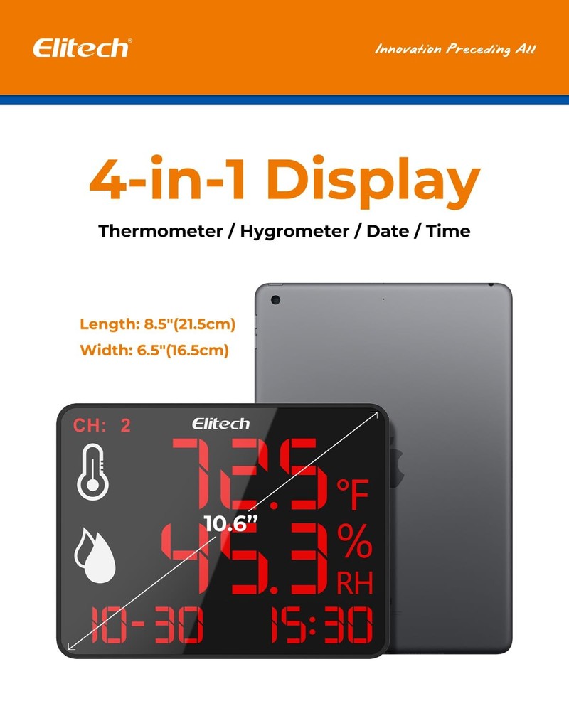 Elitech Bluetooth Hygrometer Thermometer Single External Probe,