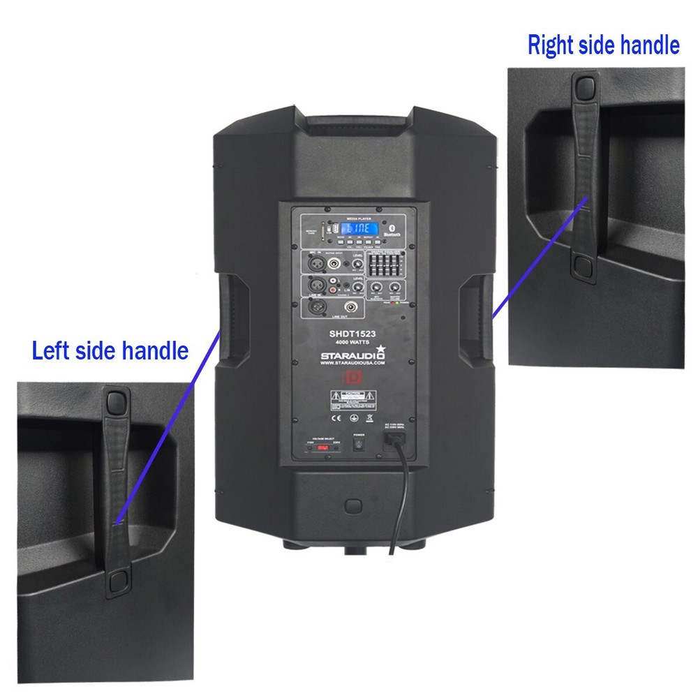 2-Way 15" PA Active DJs Speaker System 4000W Powered Karaoke Bluetooth Speaker