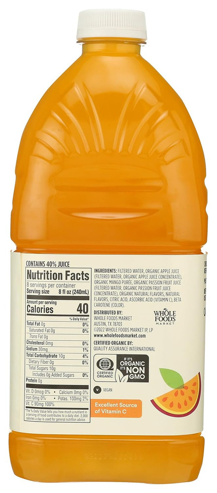 , Organic Mango Passionfruit Juice, Reduced Sugar, 64 Fl Oz