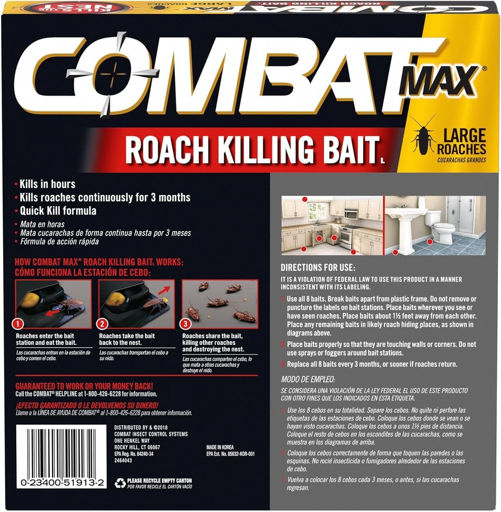 New Effective Max Large Roach Killing Bait, 8 Count Pack of 1