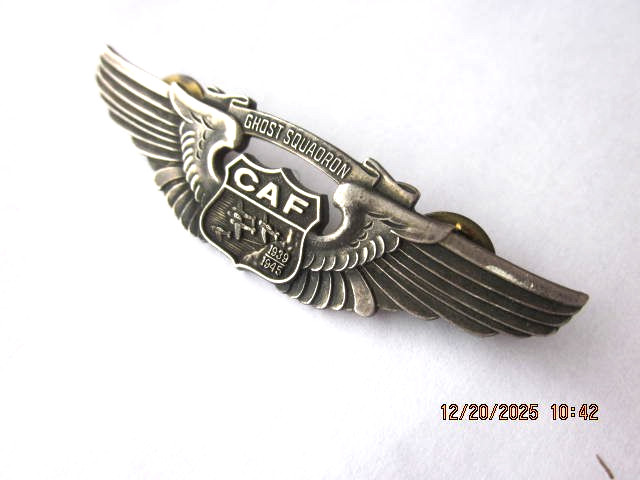 Sterling Silver Confederate Air Force Ghost Squardron Pilot Pin