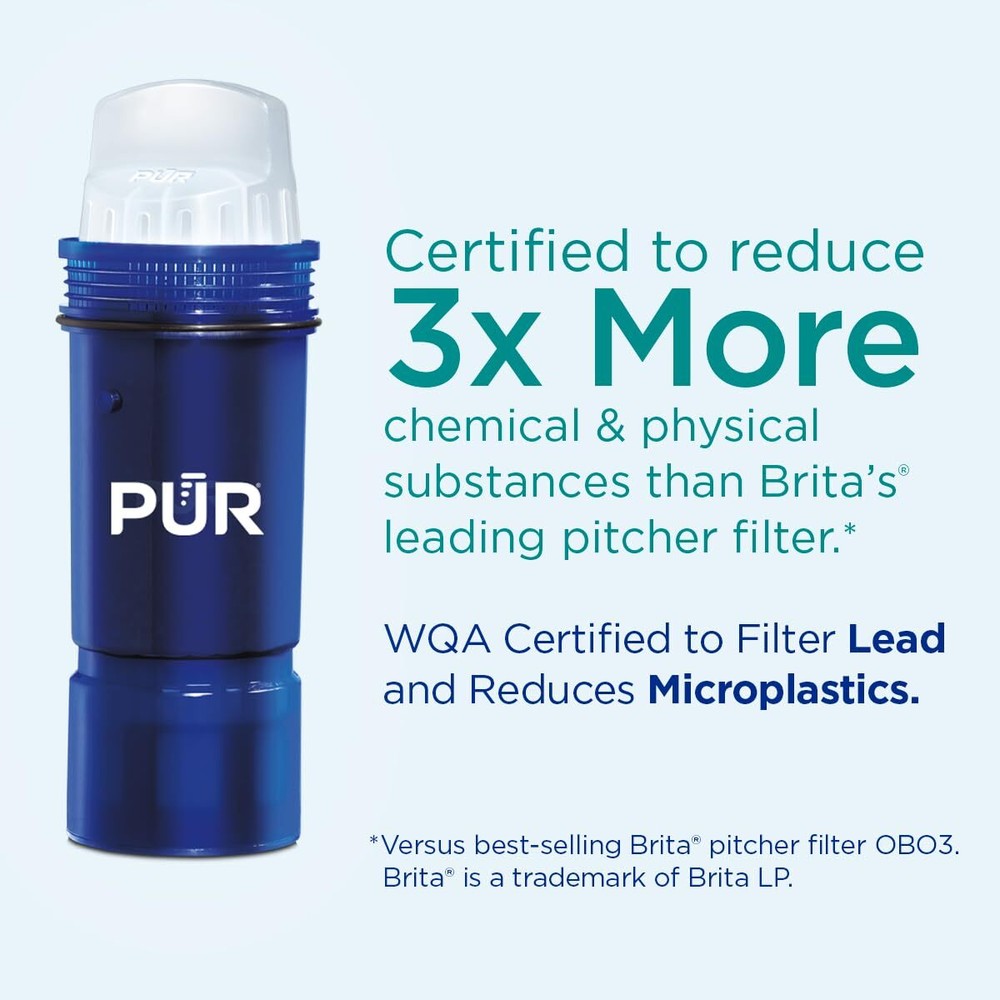 PUR PLUS 3 Count Water Filter Pitcher Replacement NSF Certified Lead Reduction