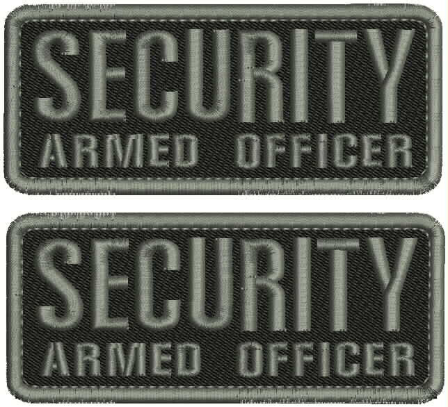 Security Armed Officer Embroidery Patch 2x5 Hook all grey