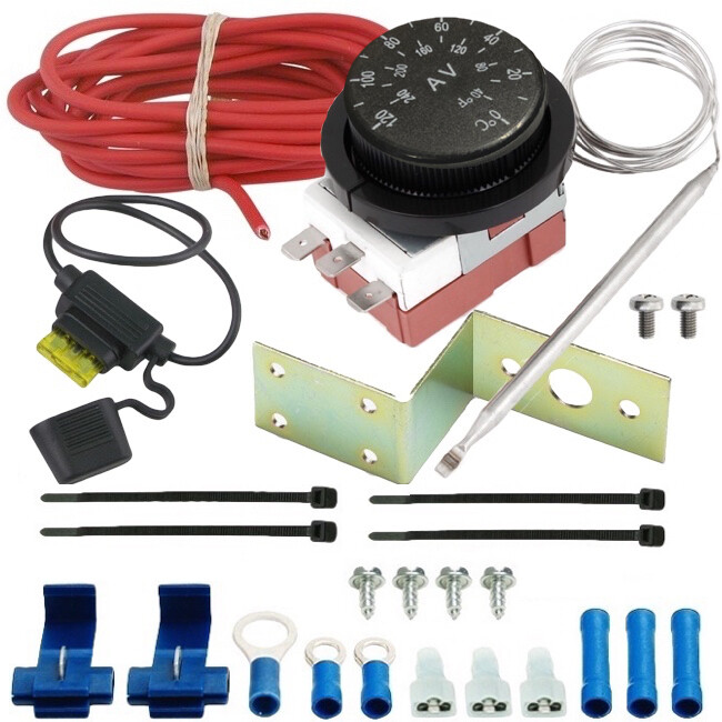 ADJUSTABLE ELECTRIC RADIATOR FAN THERMOSTAT TEMPERATURE SWITCH WIRING CONTROLLER