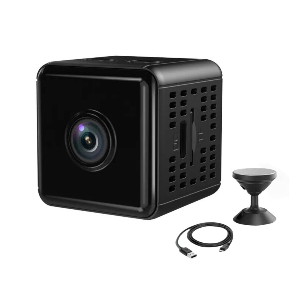 1080P WiFi Camera w/Ceiling Mount Night Vision Motion Alert iOS Android Black