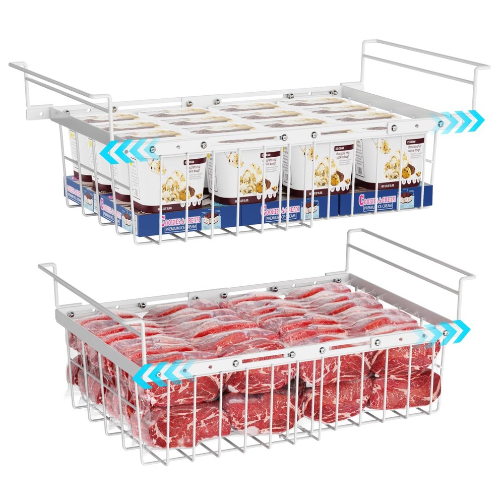 Freezer Organizer Bins for 10 to 20 Cu.Ft, 2 Pack Expandable Hanging Baskets ...