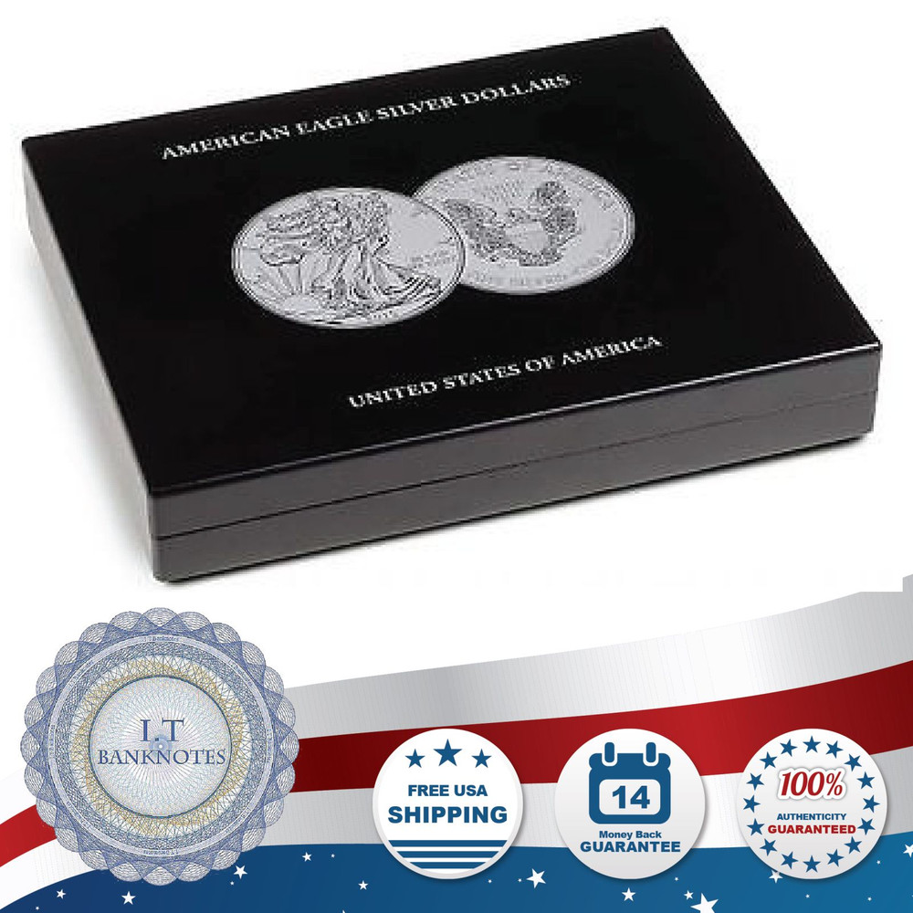 Silver Eagle Coin Display Box Case + 1 Tray + 40 Lighthouse 41mm Capsules Free