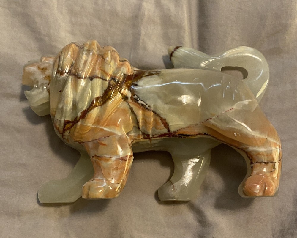 Carved Green Onyx Lion