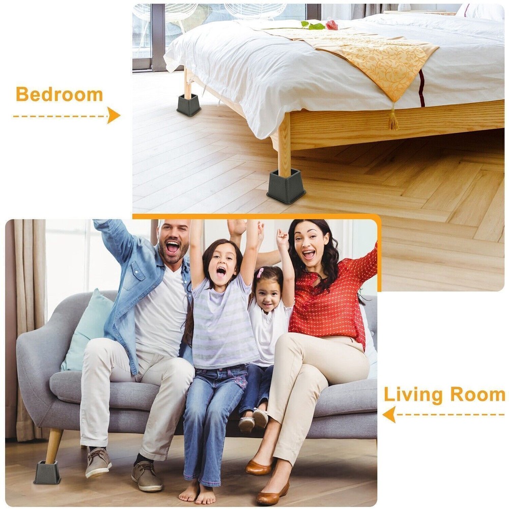 8Pcs Bedding Furniture Risers Adjustable Bed Sofa Chair Riser Stackable Lifter