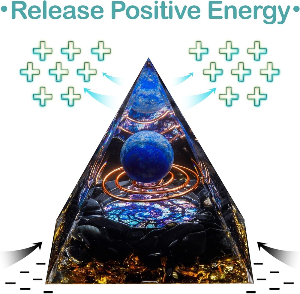 DRTMLY Orgone Crystal Pyramid, Lapis Lazuli Multi-colored-