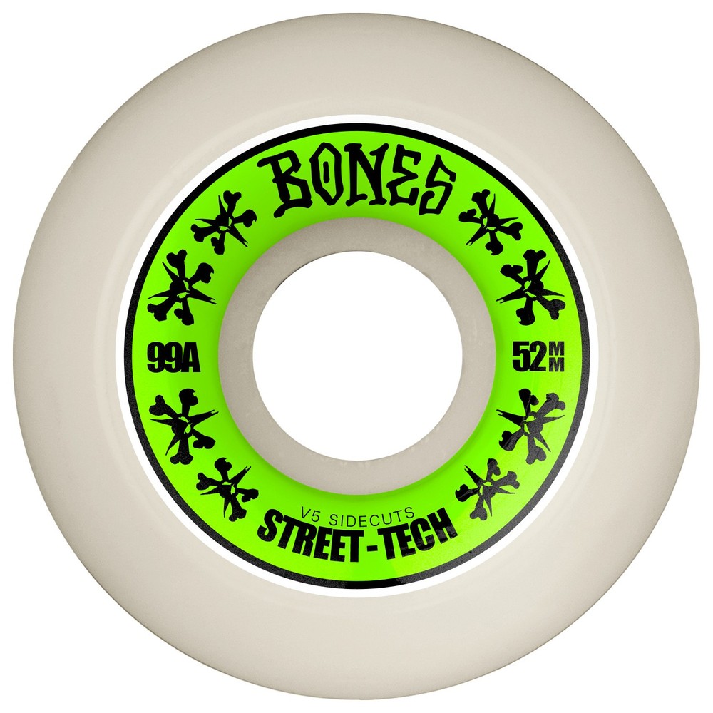 Bones Skateboard Wheels 52mm STF V5 Sidecuts 99A White