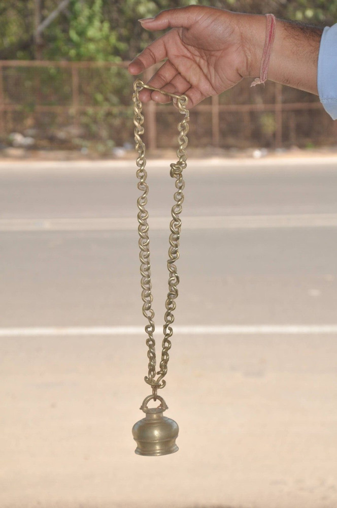 Vintage Hanging Handcrafted Solid Heavy Cow Bell With Chain