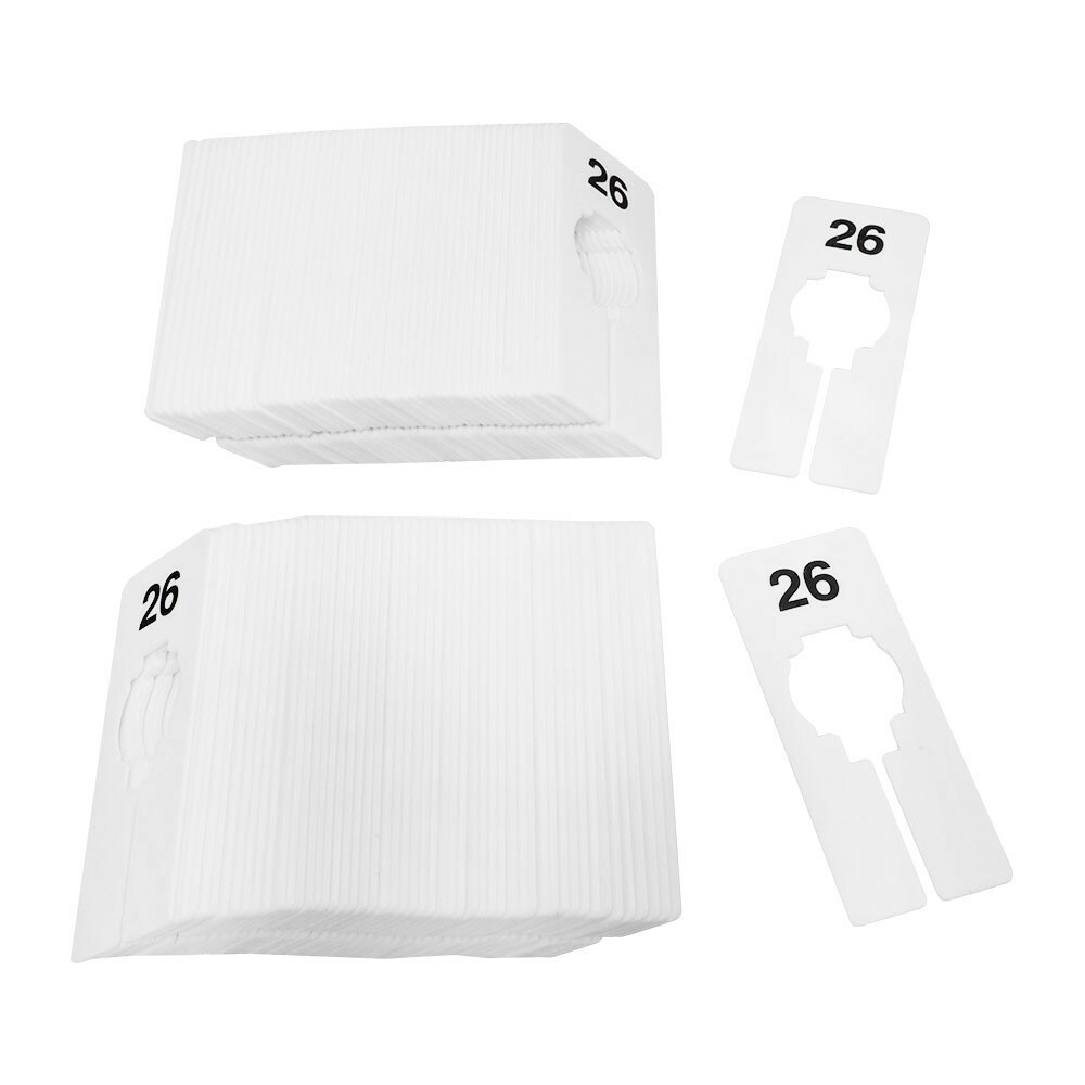 Hangers Retail Clothing 2" x 5" Rectangular Plastic Size 26 Dividers 10Pcs White