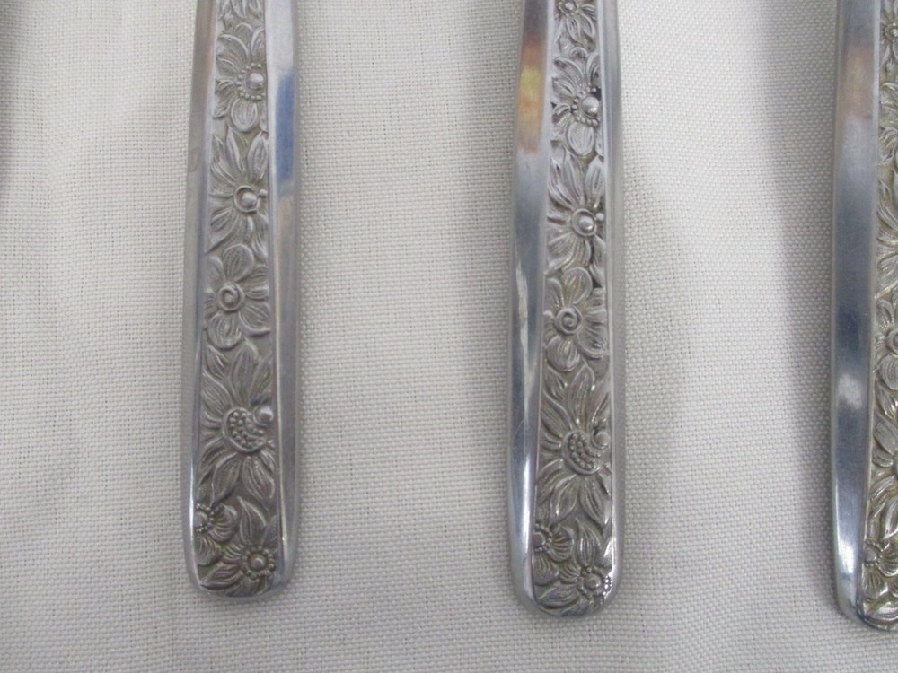 4 FB ROGERS JARDINE STAINLESS FLATWARE TABLESPOONS SERVING SPOONS ~ 8 5/8"