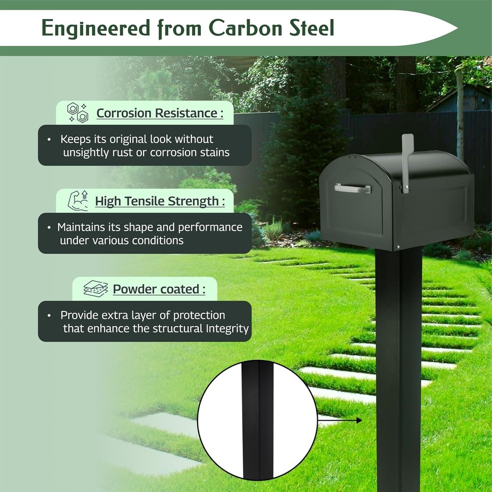 Mailbox Post - 43 x 4 x 4" - Mail Box Post for Outside Modern Mailbox - Black