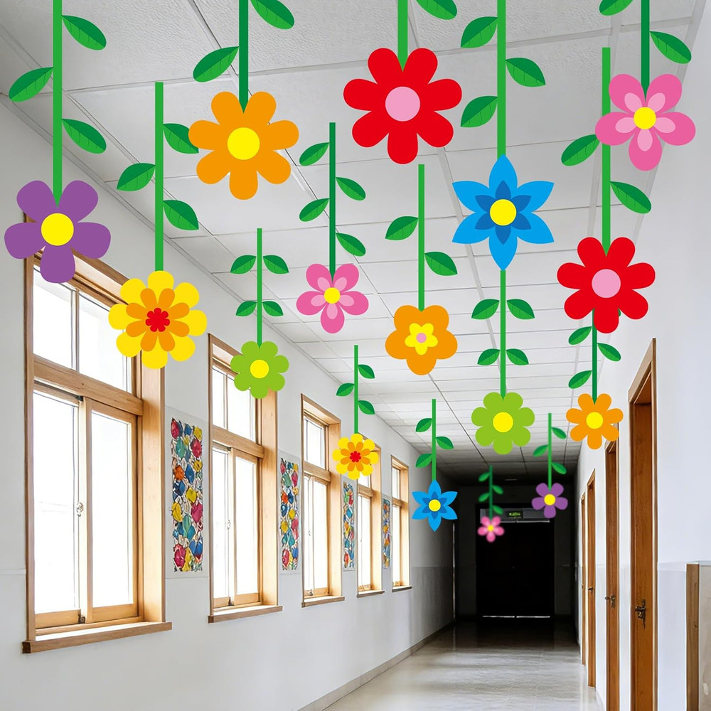 Spring Floral Cutouts for Classroom and Office Decor - 24 Pcs