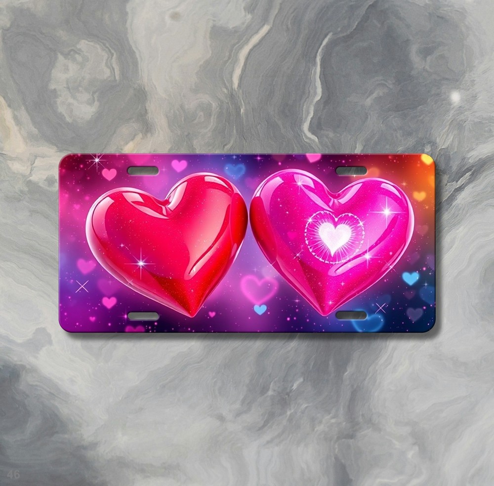 Unique Hearts License Plate Optional Text Decorative Plate Anniversary Gift