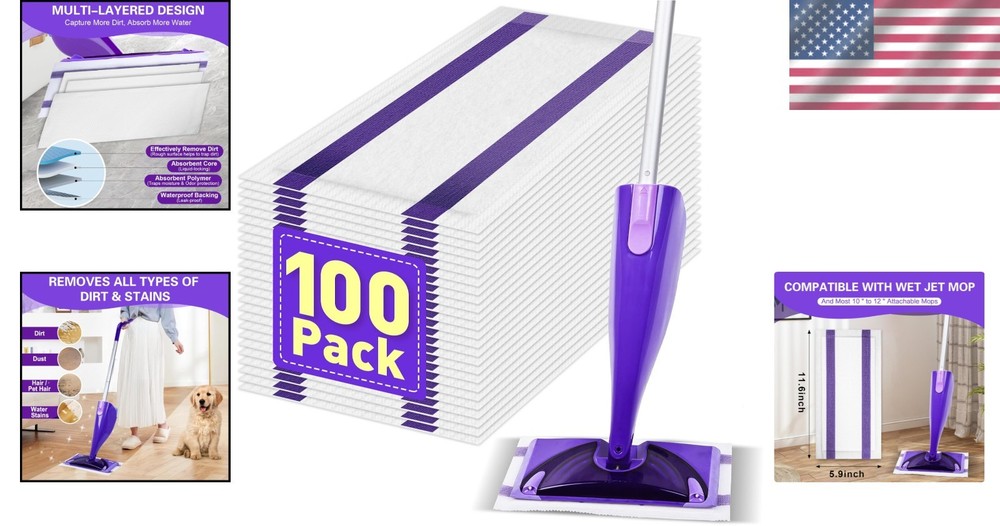 Convenient Disposable Mop Pads, 100 Pack