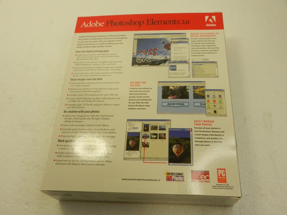 Adobe PHOTOSHOP ELEMENTS 2.0 PC-Mac VG!!