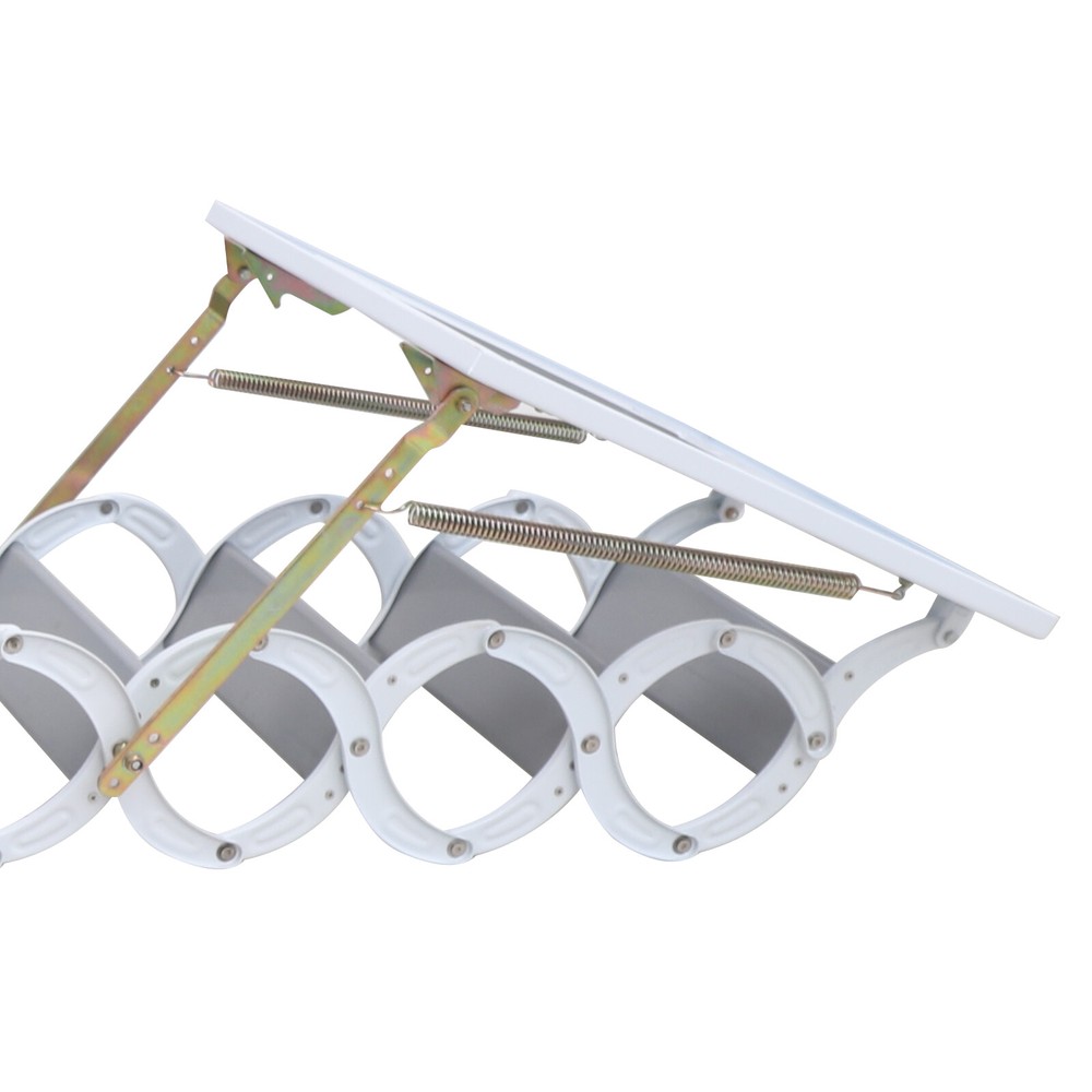 White Attic Ladder Loft Wall Folding Stairs 10.1ft Side-Mounted Pull Down Ladder