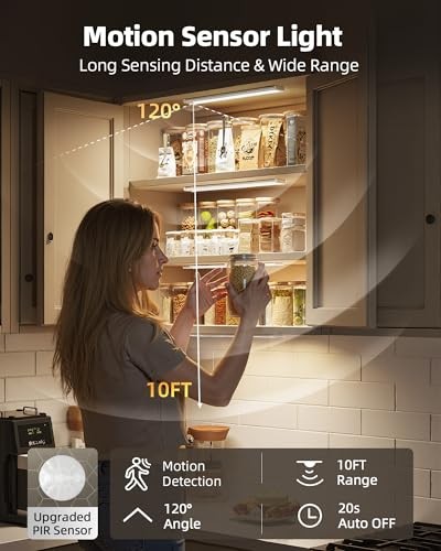 6-Pack Under Cabinet Lighting Wireless, LED Motion Sensor Light 6 Pack 8inch