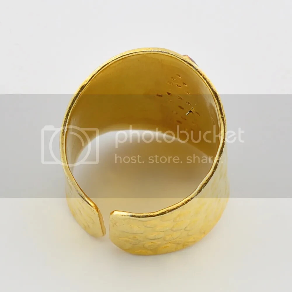 24k Gold Vermeil Rock Crystal Ring Size Adjustable