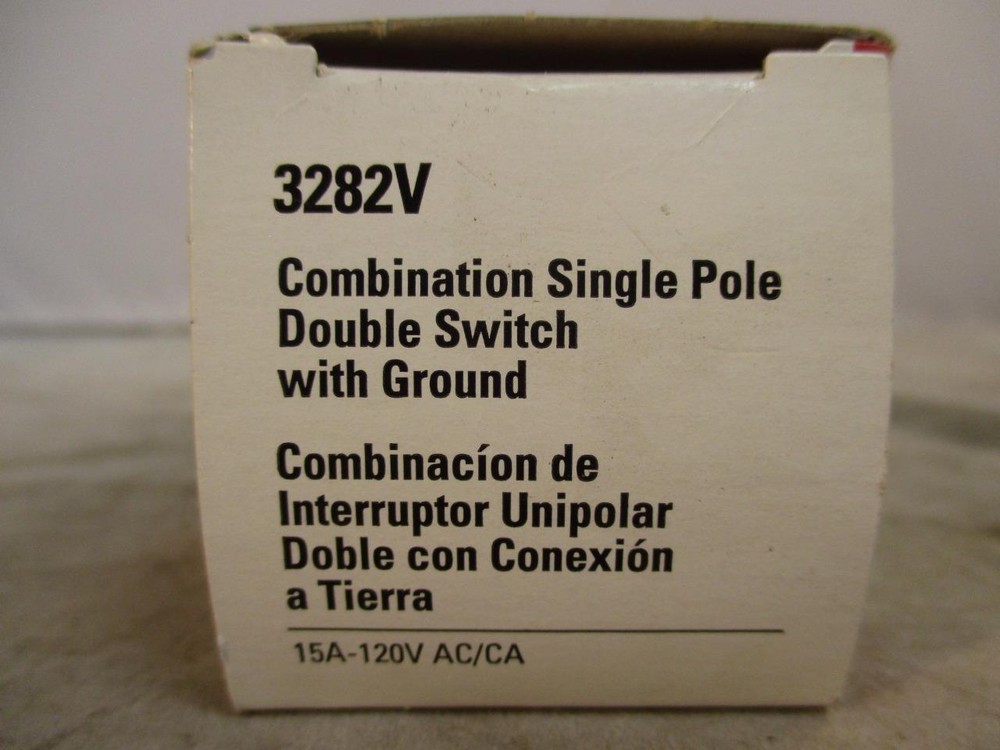Cooper 3282V Combination Single Pole Double Switch w/ Ground 15A 120V