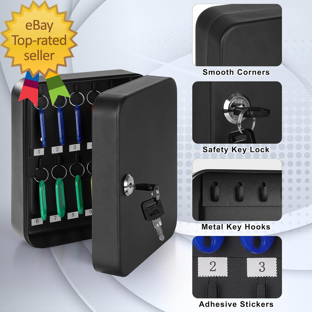 Key Cabinet Wall Mount Locking Key Box Organizer Key Lock Box with Key