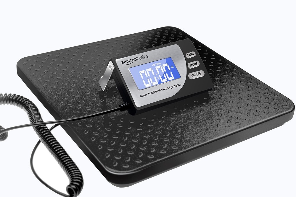 Amazon Basics Digital Shipping Postal Scale with Tare Function, 660 lb, Black