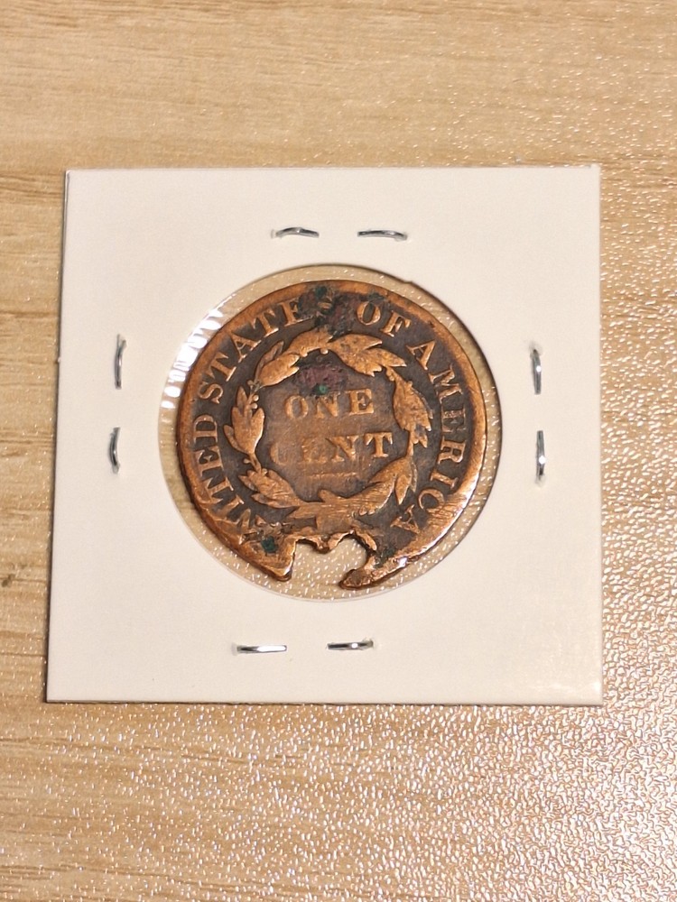 1831 Coronet Large Cent Large Letters Variation ~G Details Holed