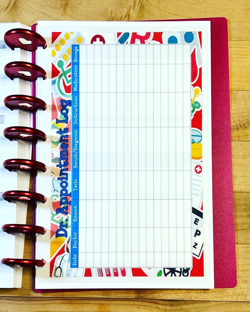 Dr Doctor Appointment Log DASHBOARD FOR USE with the TUL/Arc (8 disc) Planner