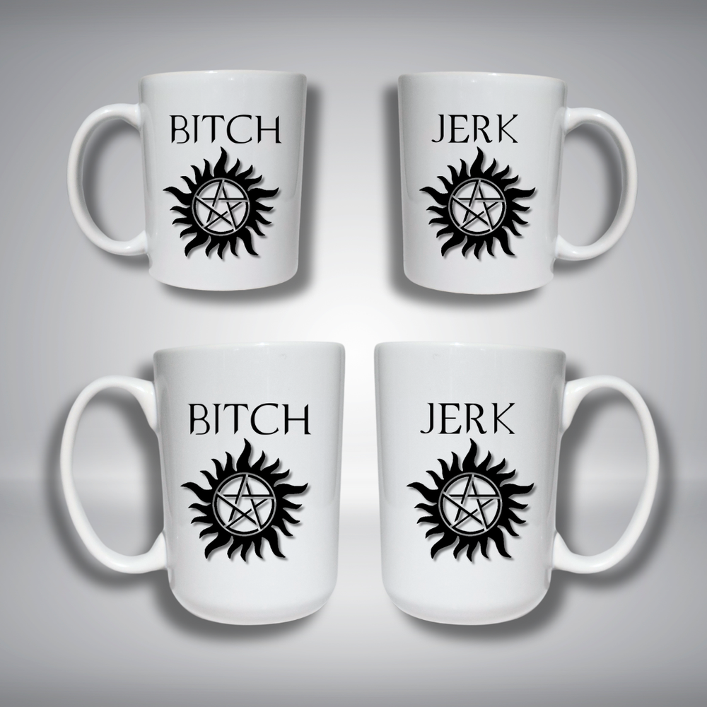 "JERK, B*TCH"-SUPERNATURAL-COFFEE MUG SET