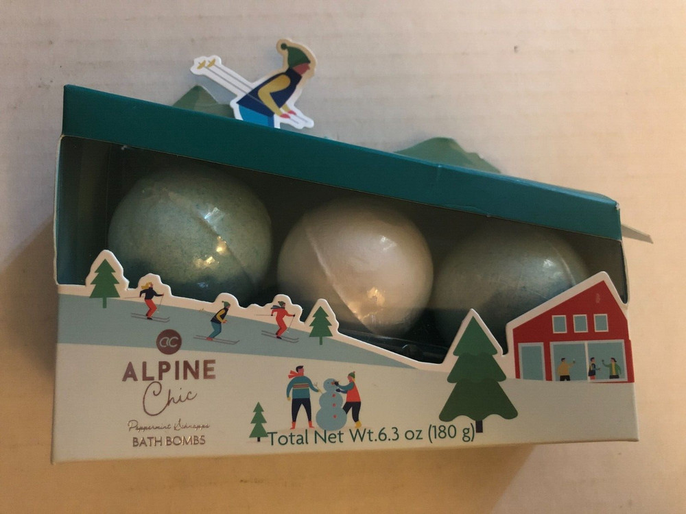 Accentra Alpine Chic Peppermint Schnapps 3 Bath Bomb Gift Bubble Bathbombs