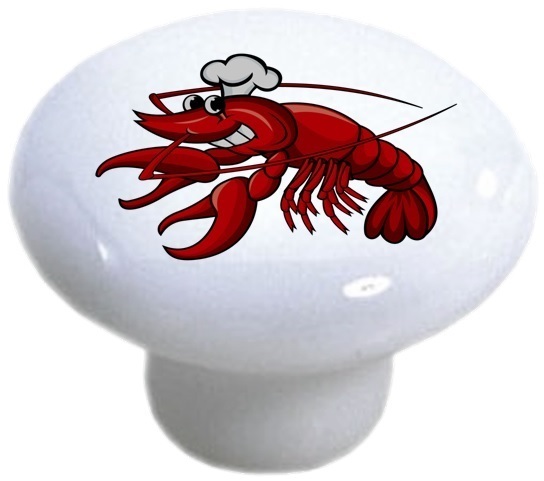 Lobster Chef Ceramic Kitchen Cabinet Drawer Pull Knob