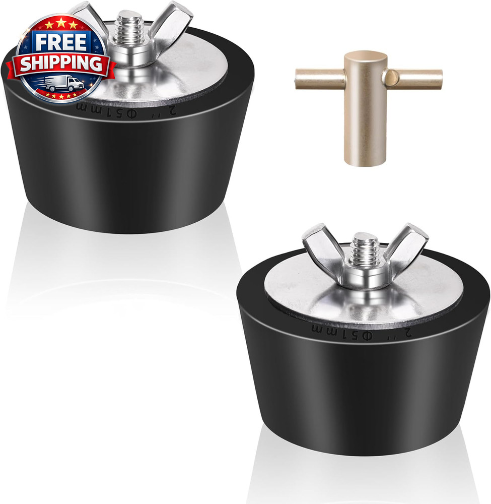 2 Pack Rubber Pool Winter Plugs with One T-Handle 1.5" – 2" Pool Winterizing Plu