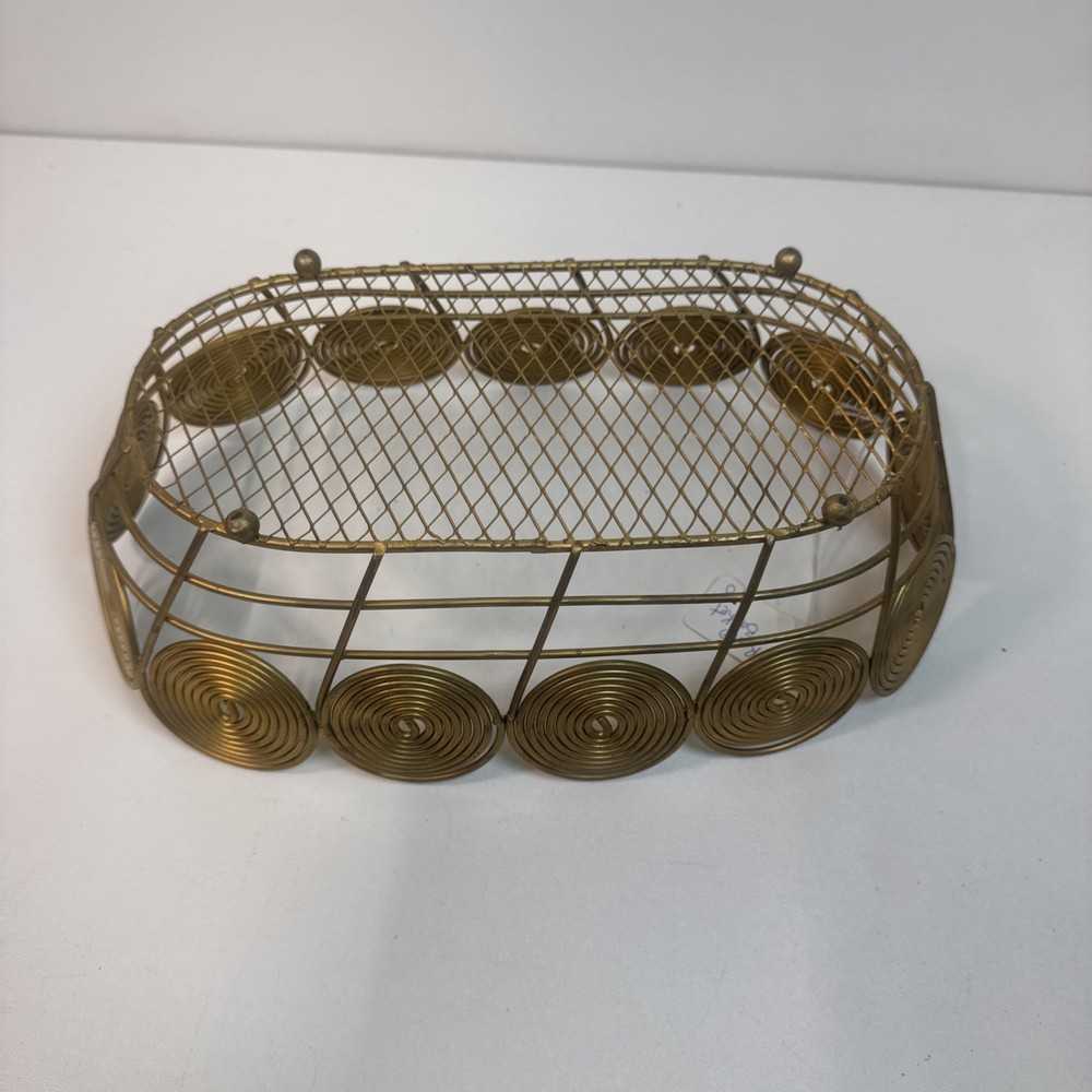 Retro Atomic Coiled Wire Basket Bread Rolls Letters Desk Organizer MCM
