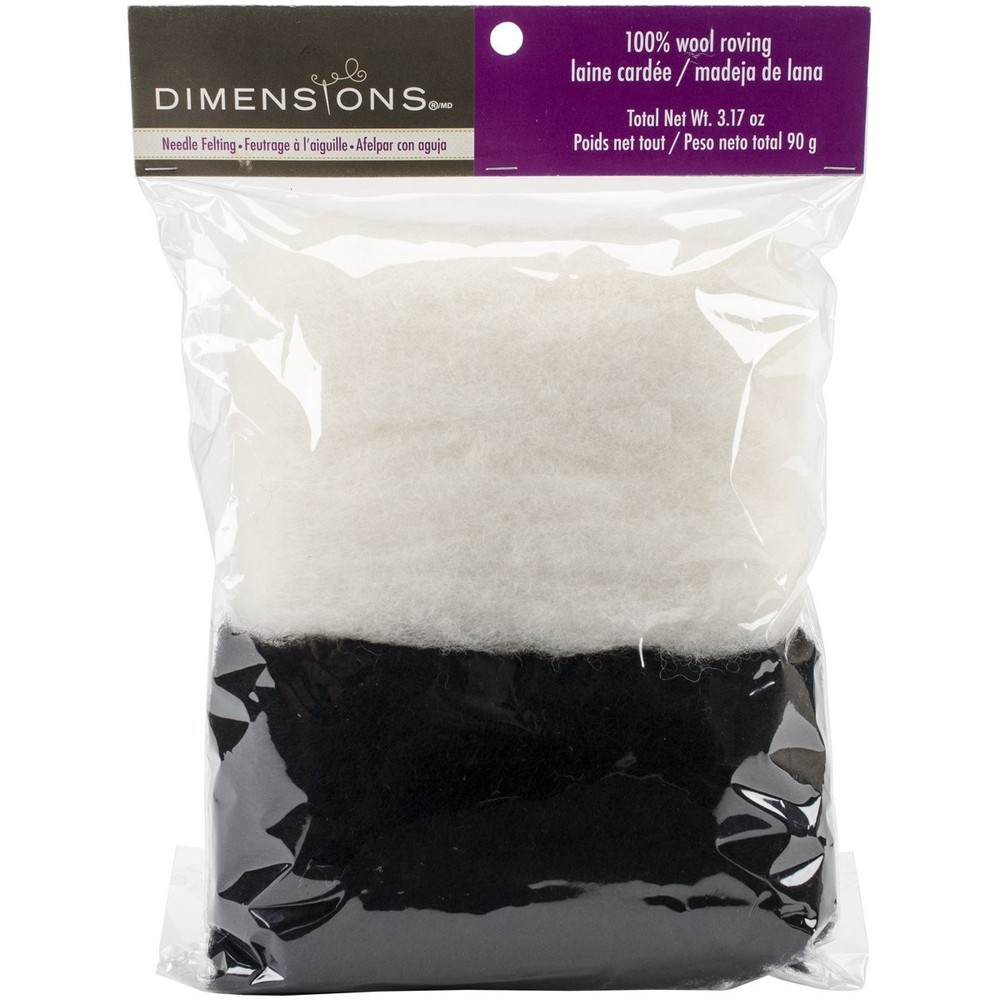 Dimensions Roving Roll Bulk Black White - Craft, Art, Decor