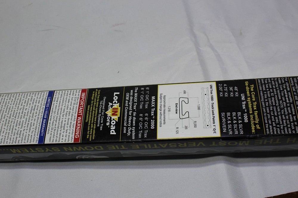 2-pc 3' ft New CORE UNITRAX 1000 Anodized Black Track Tie down System