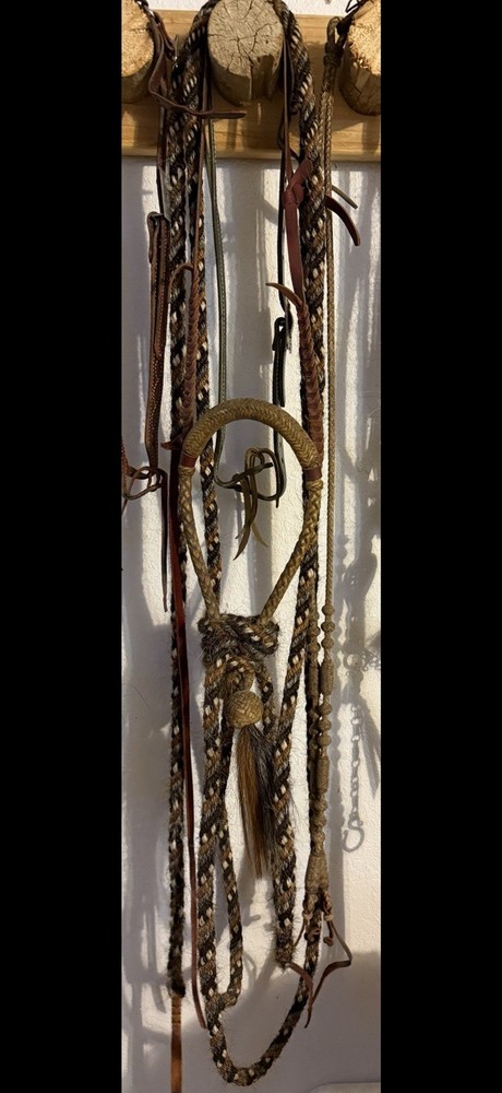 Hackamore Hand Braided Rawhide Bosal With Mecate