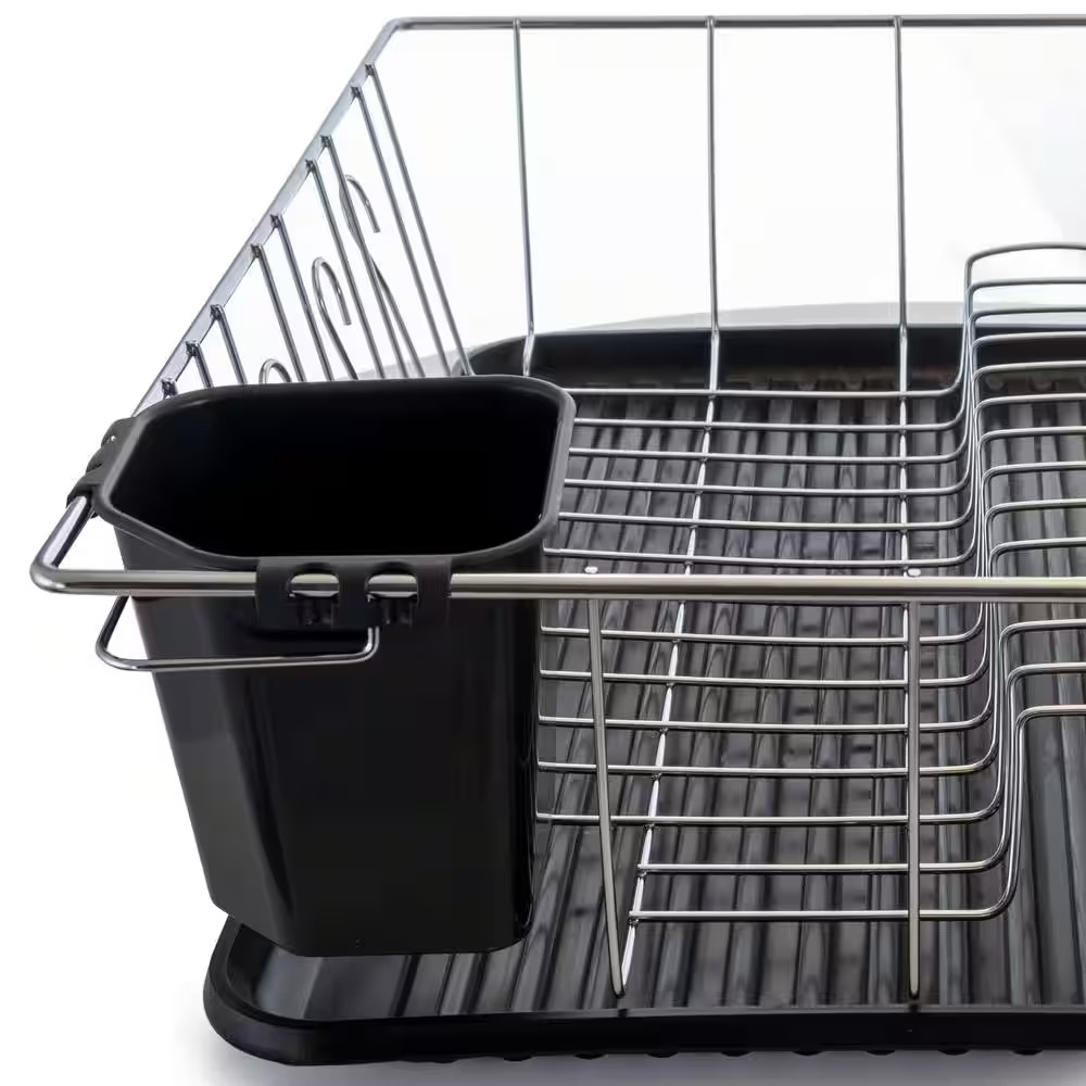 17.5 In. Black and Chrome Countertop Dish Rack