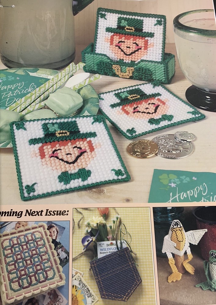 “ LEPRECHAUN LUCK COASTERS '' ~*~PLASTIC  CANVAS PATTERN~*