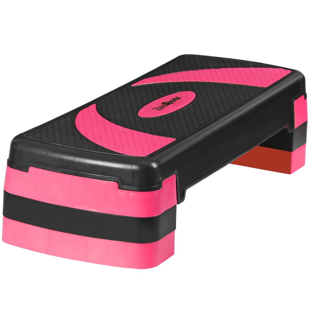 30" Aerobic Exercise Step Adjustable Aerobic Stepper Workout Step Platform Pink