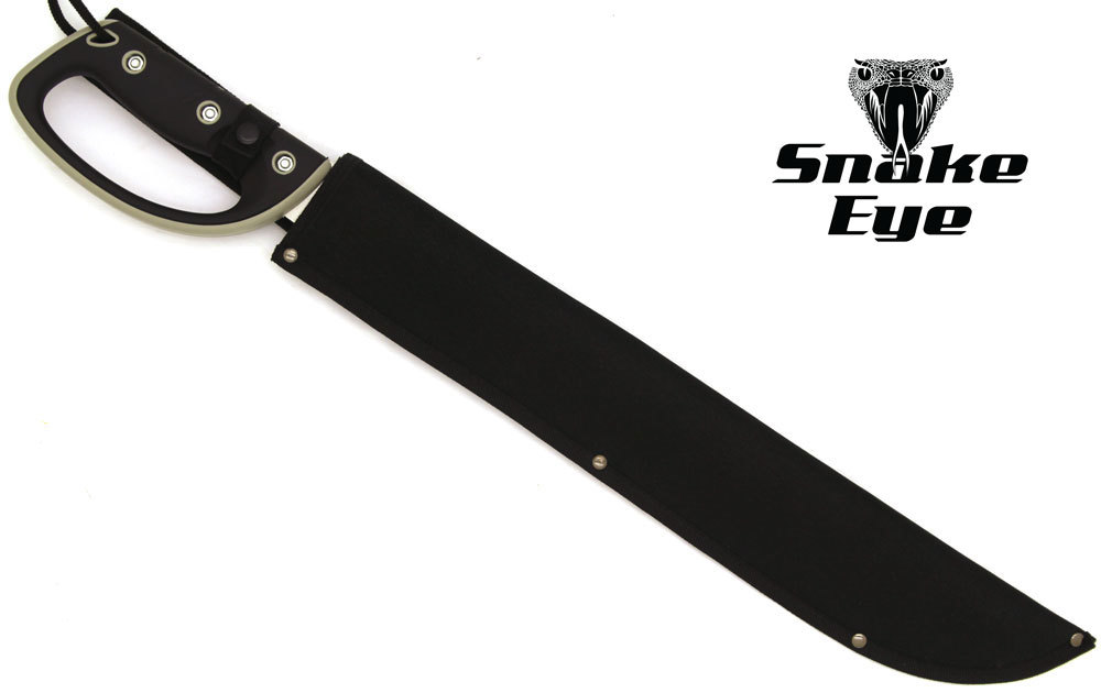 Snake Eye Tactical Full Tang Two Tone Handle Silver Sawback Fixed Blade Machete