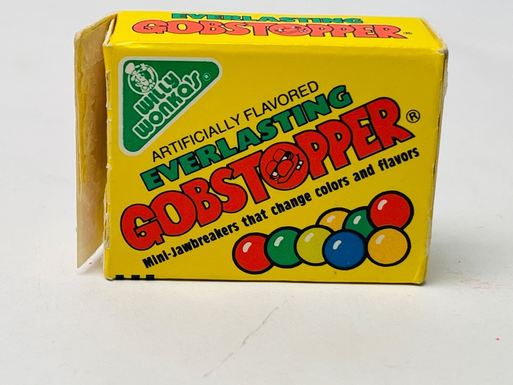 Vintage Willy Wonka's Everlasting Gobstopper Box 1989 EMPTY small 1.75" BIN C