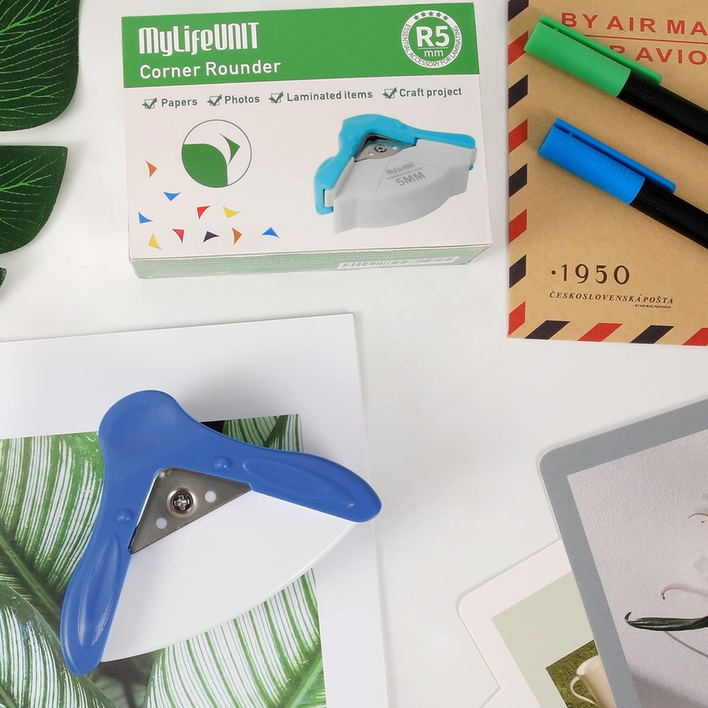 MyLifeUNIT Corner Rounder Punch 5 mm, Blue & White