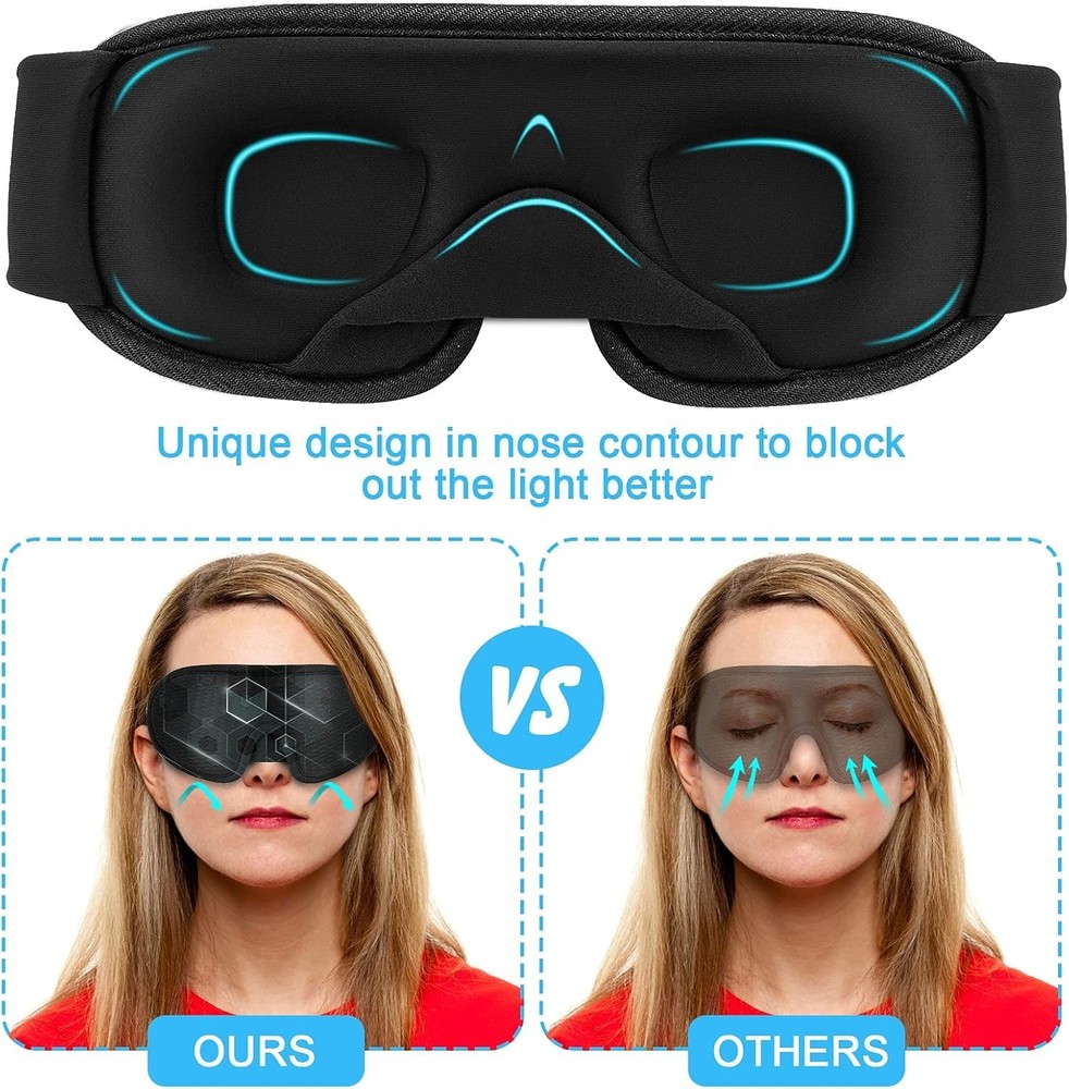 Luxury 3D Contoured Sleep Mask - 100% Light Blocking & Adjustable Comfort