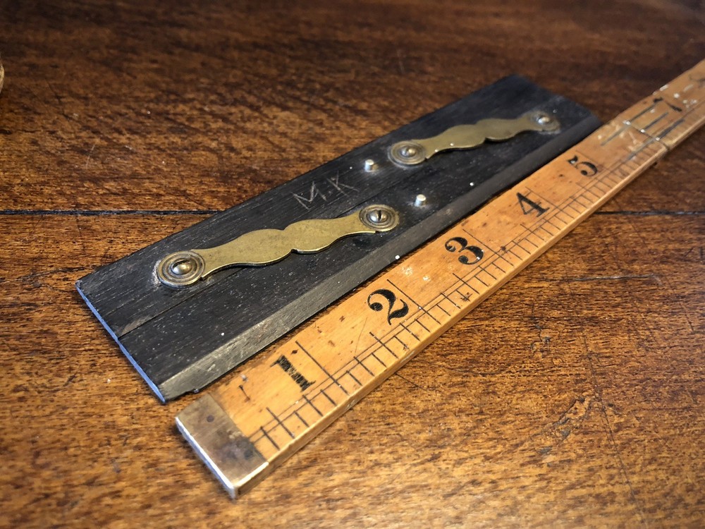 Antique Ebony and Brass Parallel Ruler. M.K