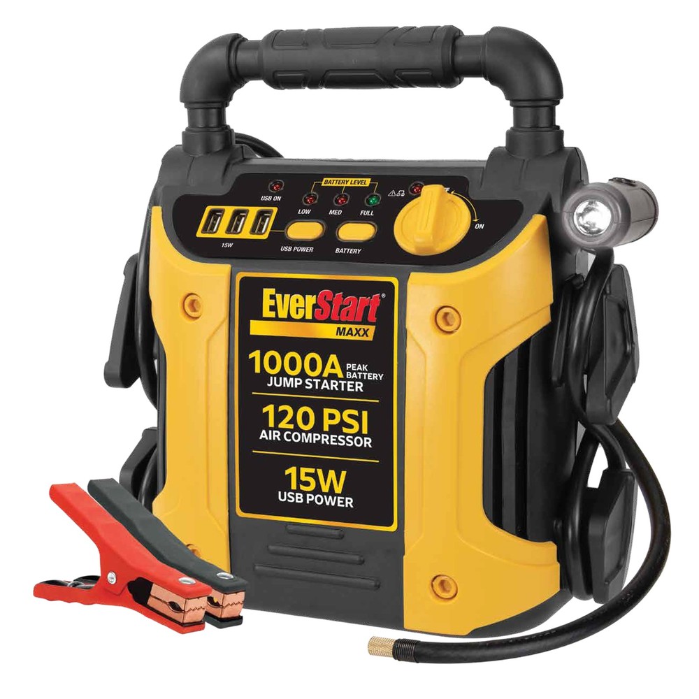 ⭐ EverStart Maxx 1000A Jump Starter with 120 PSI Compressor, LED Light & Triple